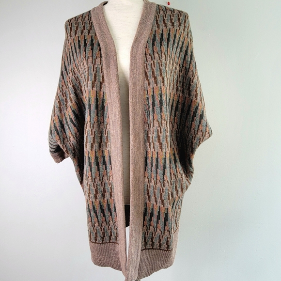Peruvian Connection Long Multicolor Knit Open Cardigan SZ M - Picture 2 of 12